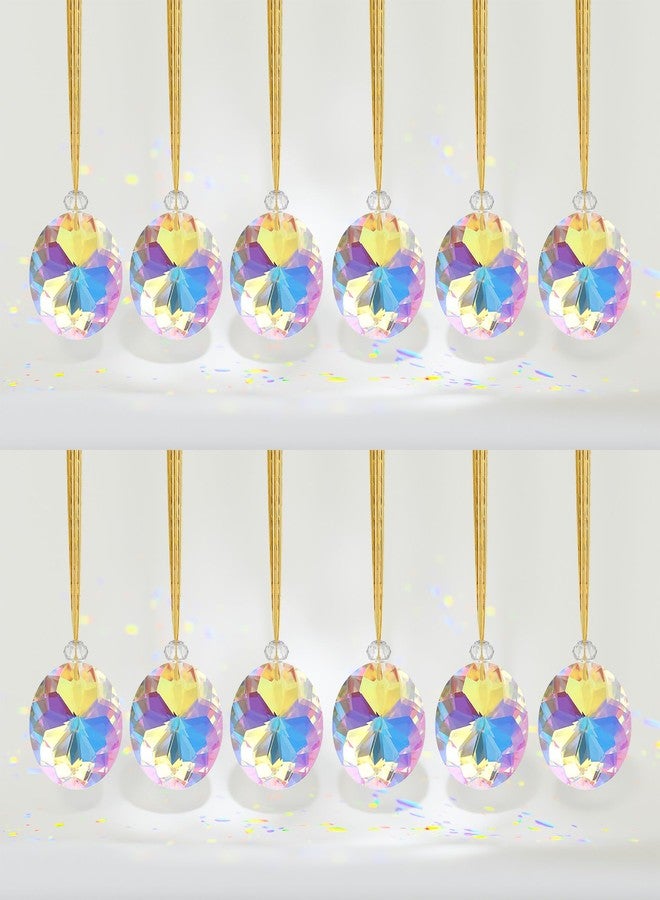 JOHUNT 12Pcs Crystal Christmas Ornaments, 1.18" Mini Round Prism Ball Christmas Tree Decorations, Iridescent Christmas Ornaments for Holiday, Party, Wedding Home Decor - Image 2